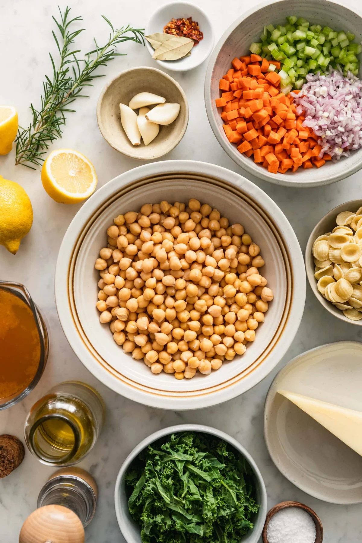 Lemony Chickpea Soup With Parmesan & Pasta