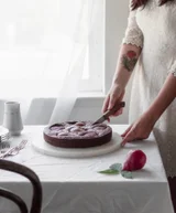 Chocolate Hazelnut Pear Cake + Maple Cream