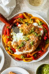 Fried Burrata With Roasted Peppers & Pesto