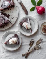 Chocolate Hazelnut Pear Cake + Maple Cream