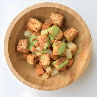 Chili-Spiced Crispy Fried Tofu Bowl with Green Onion Vinaigrette (Satu'li Canteen Copycat)