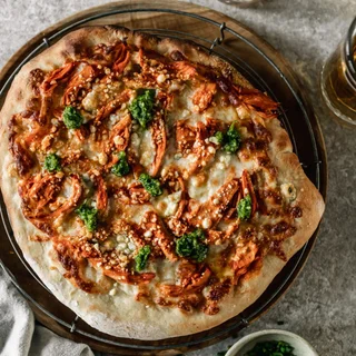 Buffalo Chicken Pizza With Chive Pesto