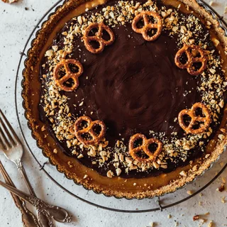 Chocolate Caramel Tart With Pretzel Crust