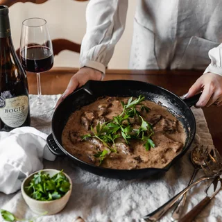 Beef Stroganoff With Shallots & Brandy