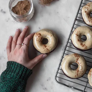Chocolate Donuts With Masala Chai Glaze