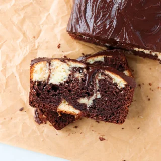 Marbled Pound Cake with Chocolate Icing