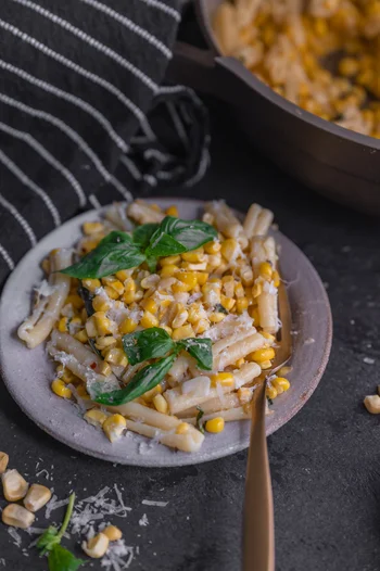 Brown Butter Corn Pasta with Basil and Parmesan