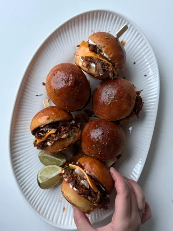 Birria Sliders with Caramelized Onions