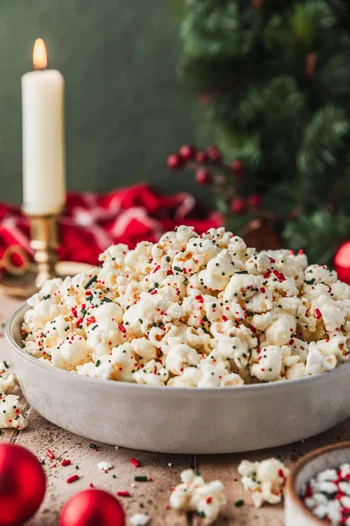 White Chocolate Popcorn with Sprinkles