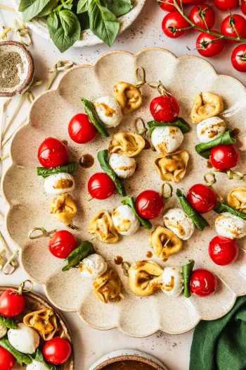 15-Minute Tortellini Caprese Skewers