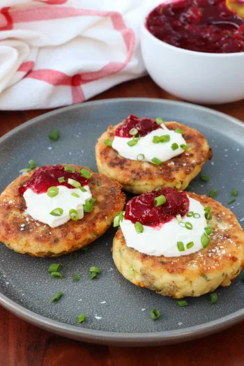 Loaded Mashed Potato Cakes with Leftover Turkey and Sides
