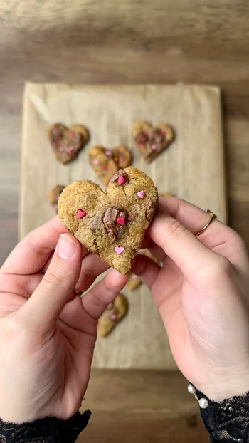 Heart-Shaped Brown Butter Chocolate Chip Cookies