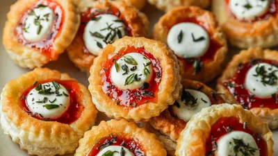 Pepper Jelly & Goat Cheese Puff Pastry Tartlets