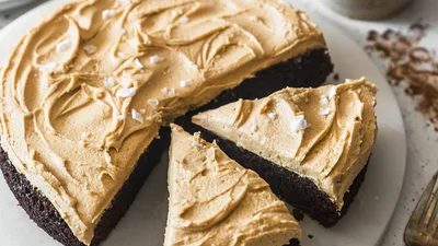 Malted Chocolate Cake With Peanut Butter Frosting