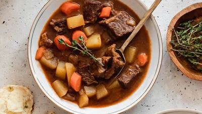 Irish Beef Stew + Cheddar Chive Biscuits