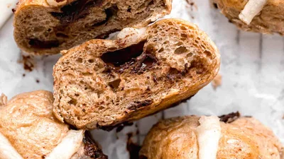 Chocolate Chip Hot Cross Buns